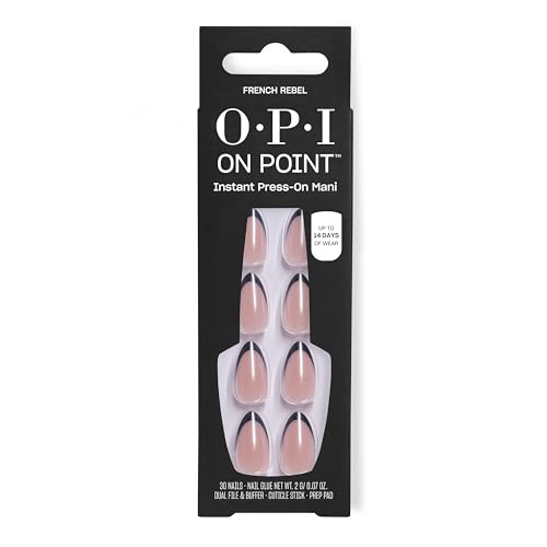OPI On Point Short Almond French Tip Press On Nails - 30 Count