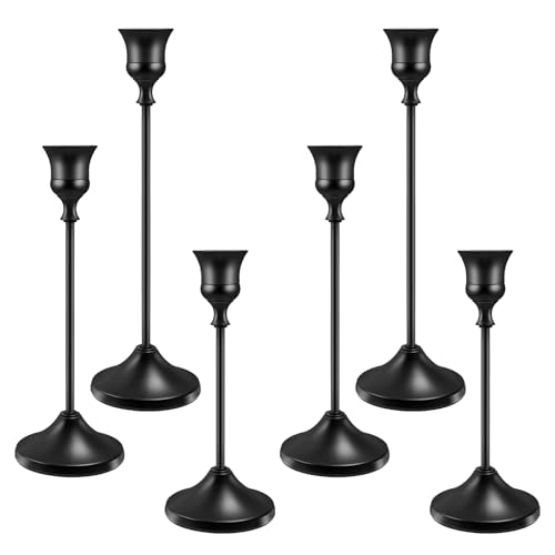 KSWING Black Metal Taper Candle Holders Set of 6 - Stable & Stylish