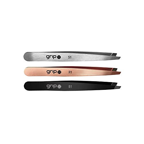 Grip Slanted Tip Tweezers - Rose Gold Stainless Steel for Brows