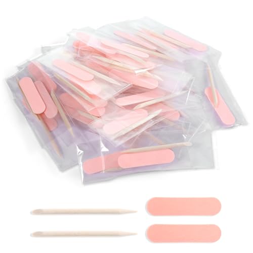 40 Pack Mini Nail File & Wooden Cuticle Pusher Set