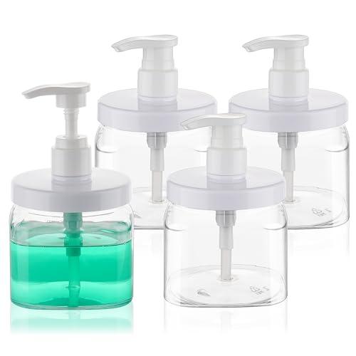 Clear Pump Bottle Dispenser Set - 4 Pack (550ml/18.6oz)