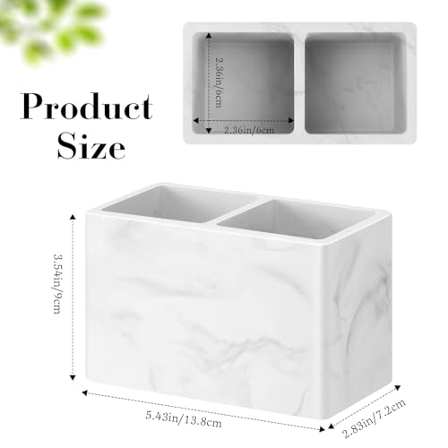 Diatomite Toothbrush Holder - 2 Slot Marble White Design for Bathroom