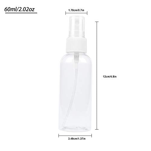 Trenbox 6 Pack 60ml Transparent Plastic Fine Mist Spray Bottles Refillable Travel