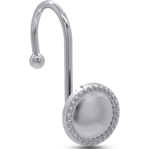 Rust-Resistant Shower Curtain Hooks - 12-Pack Chrome Decorative Rings