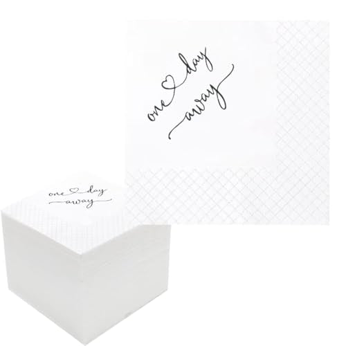 Geloar One Day Away Rehearsal Dinner Cocktail Napkins - 50 Pack, 2-Ply, 5x5 Inches