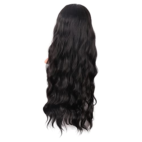 28 Inch Long Curly Black Cosplay Wig for Women - No Bangs