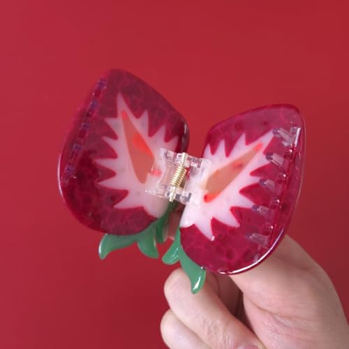 Cute Strawberry Hair Claw Clip - Durable Acetate Fruit Hair Accessory