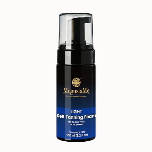 MegustaMe Blue Self Tanning Foam 1 Hour Express Sunless Tan, Natural Light Bronze