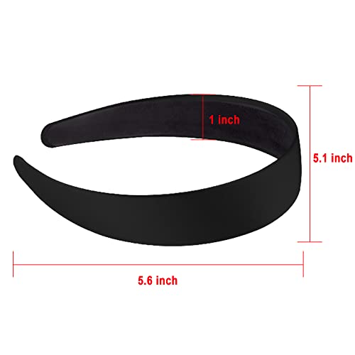 SIQUK 30 Pcs Black Satin Headbands for Women Non-Slip 1 Inch Wide – DIY Hair Accessories
