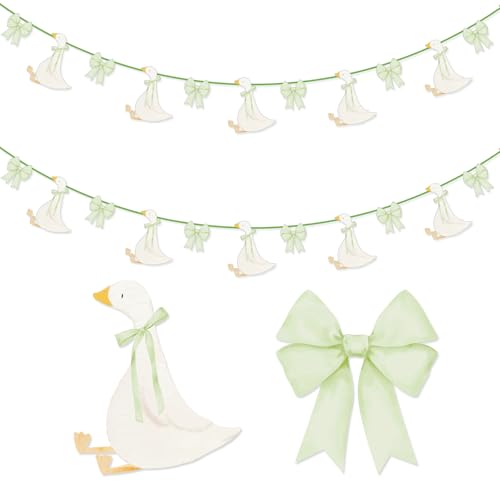 Sage Green Goose Birthday Banner Set - 2 Sets with Bows