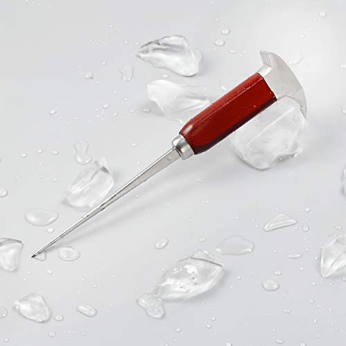 Professional Dual-Point Ice Pick - Heavy Duty Stainless Steel with Wood Handle