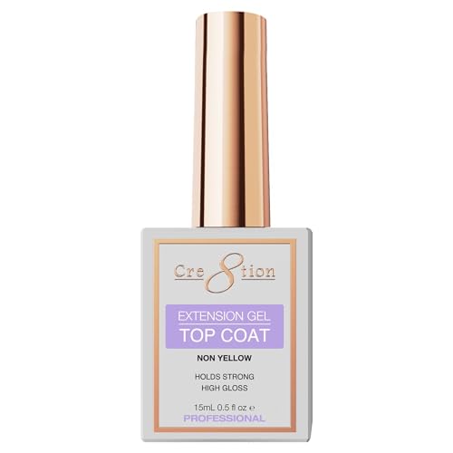 Cre8tion Quick-Dry Gel Top Coat - High-Gloss, Non-Yellowing Finish, 0.5 Fl Oz