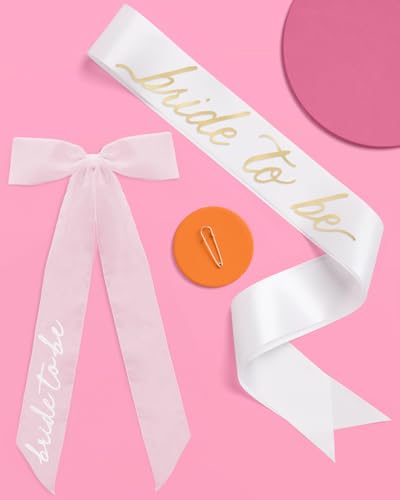 Bride To Be Sash & Hair Bow Set - Gold Foil Embroidered Accessories