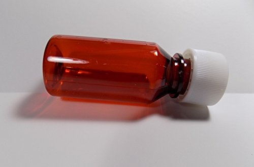 1oz Amber Plastic Travel Medicine Bottles with Child-Resistant Caps - 10 Pack