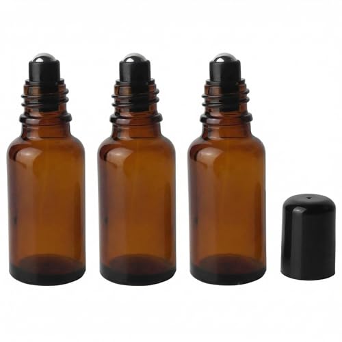 3-Pack 30ml Glass Roll-On Bottles for Essential Oils & Perfumes