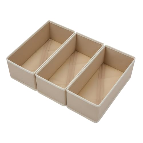 Bructhun 3-Pack Sock Drawer Organizer - Collapsible Fabric Storage Bins