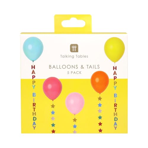 Talking Tables 5-Pack Colorful Star Balloons for Birthday Parties
