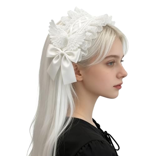 Gothic Lolita Headband with Bow and Wings - Cosplay Maid Hair Accessory