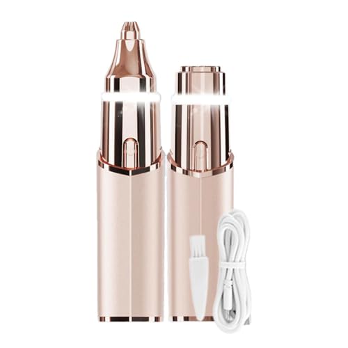 Portable 2-in-1 Facial Shaver,Type-C Rechargeable Women Shaver, Women Eyebrow Trimmer with Built-in LED Light. (Champagne Gold)