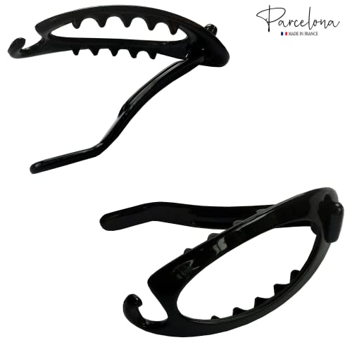 Parcelona Tortoise Shell Hair Clip Barrettes Set of 2 - No Metal, 3.15 Inch