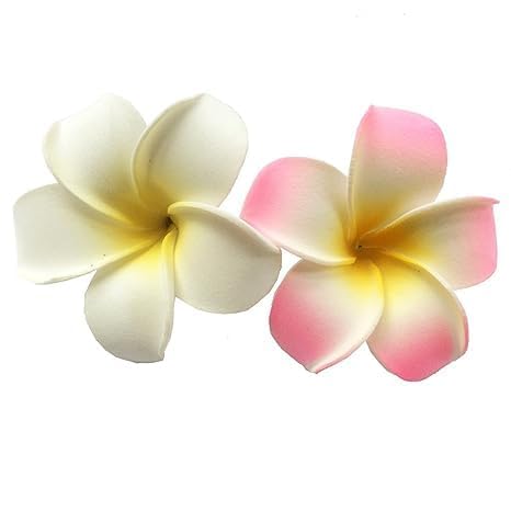 Hawaiian Frangipani Foam Hair Clips - Tropical Beach Hair Accessories, 7cm, 2-Pack