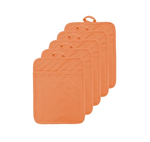 VEIKERY Heat-Resistant Cotton & Silicone Potholder - 7x9 Inch, Non-Slip, Orange