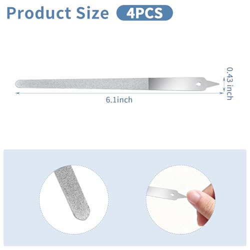 4 PCS Stainless Steel Diamond Nail File Set - 6 Inch Double Sided