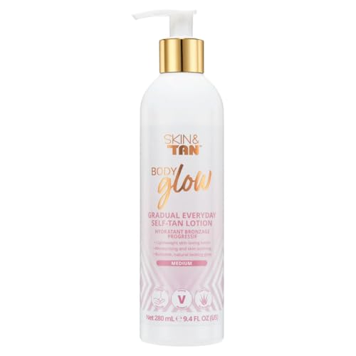 Skinny Tan Medium Gradual Body Glow Lotion - 9.4 oz, Hydrating & Vegan