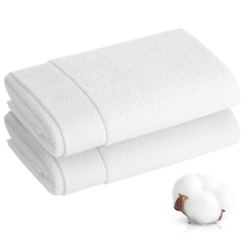 Premium 100% Cotton Hand Towels Set of 2 - Soft, Durable, 14x30 inches