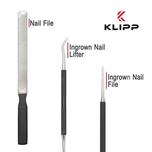 KLIPP Ingrown Toenail Kit - Surgical Steel Dual-Ended Lifter & Files for Home Care