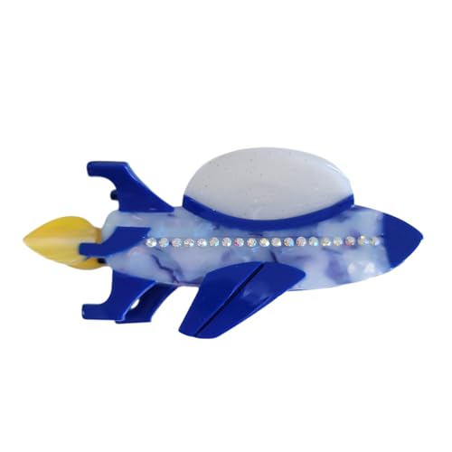 Blue Spaceship Hair Clip - Stylish Acetate Claw Clip for Women