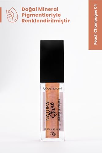 Bade Natural Moisturizing Lip Gloss - Peach Champagne, Non-Sticky Shine