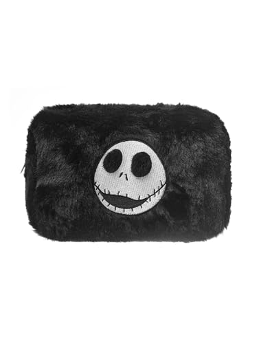 Disney Nightmare Before Christmas Makeup Bag & Mirror Set with Jack & Sally - Cosmetic Pouch for Travel & Daily Use