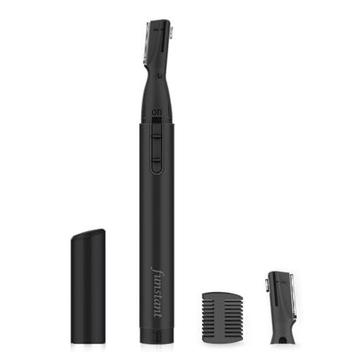 Upgraded Eyebrow Trimmer for Men, Precision Detailer Battery-Operated Eyebrow Razor and Shaper, Electric Facial Hair Trimmer with Comb, Dual-Blade Grooming Tool, No Pulling Sensation