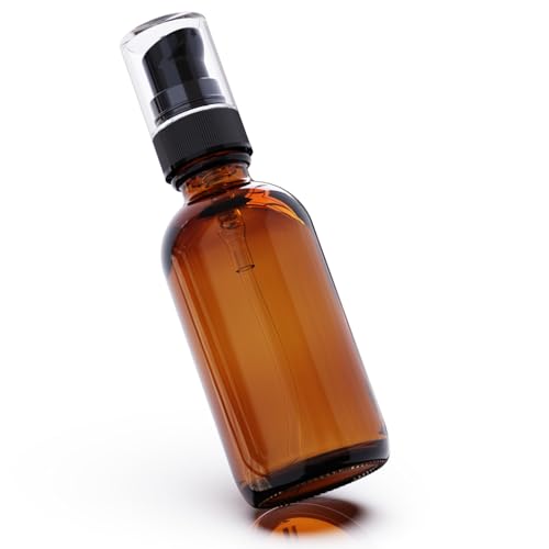 2oz Amber Glass Pump Bottle - 12 Pack Refillable Dispenser