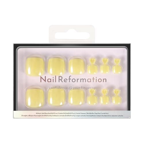 Nail Reformation Butter Yellow Press-On Toenails - Short Square Glossy
