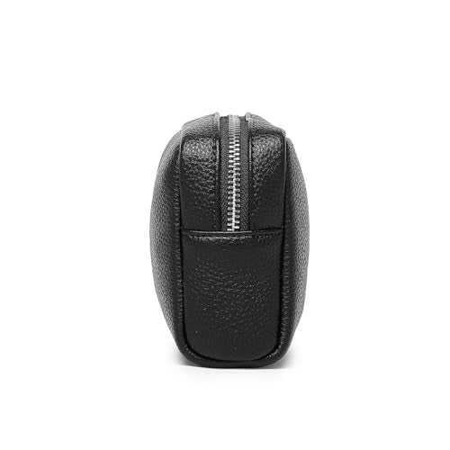 YONBEN Black Vegan Leather Makeup Bag for Travel & Purse - PU Faux Leather