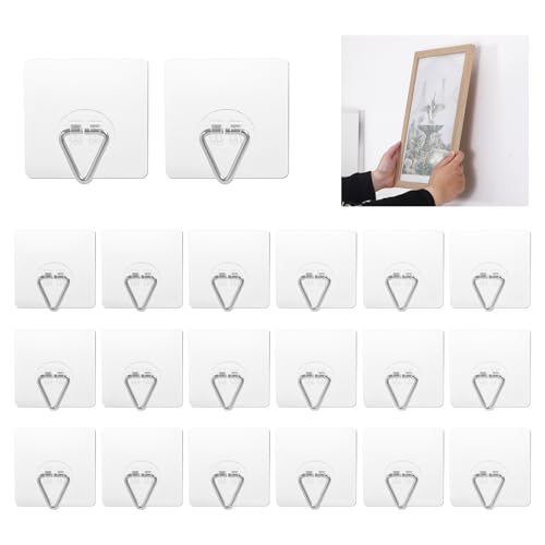 DIDUDIDU 20 Pack Invisible Adhesive Plate Hangers - 2.8 Inch