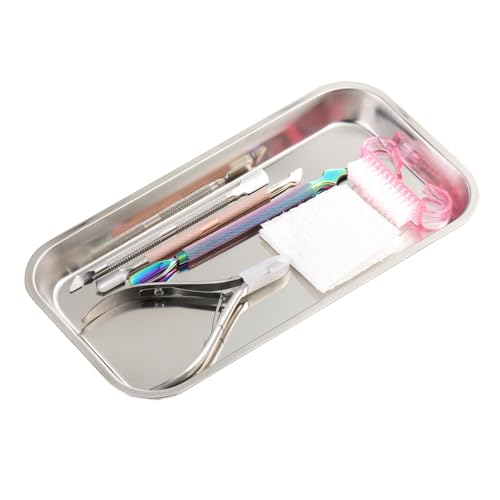 Stainless Steel Nail Art Storage Tray - 8.85x4.6 inches