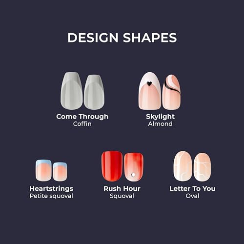 imPRESS Medium Blue Short No Glue Press On Nails - Eternity Design, Squoval Shape, 30 Nails & Tools