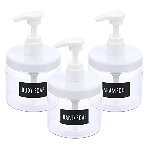 Segbeauty 3-Pack 16.9oz Refillable Pump Bottles with Waterproof Labels