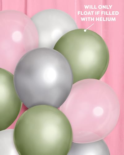 Sage Green Metallic Balloons - 24 Pack, 12" Latex Party Decor