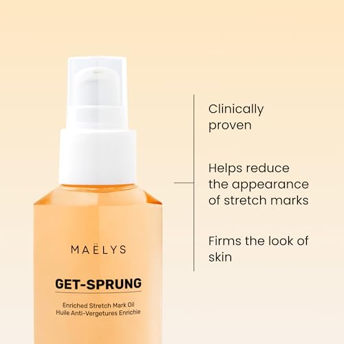 MA?LYS GET-SPRUNG Stretch Mark Body Oil - Skincare Formulated with Bisabolol & Sweet White Lupine - Helps Improve the Look of Stretch Marks & Skin Tone - Pregnancy & Postpartum Body Oil (2 Fl Oz)