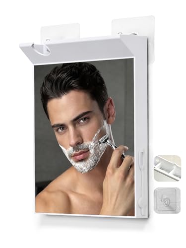 Large Anti-Fog Shower Mirror for Shaving - White Bathroom Mirror
