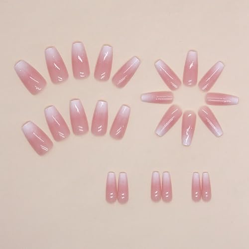 Medium Ombre Pink Press-On Nails - Glossy Glitter Full Cover Set