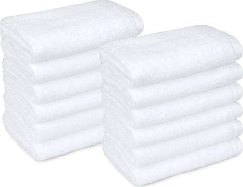 Amazon Basics 100% Cotton Quick-Dry Washcloths, 12-Pack