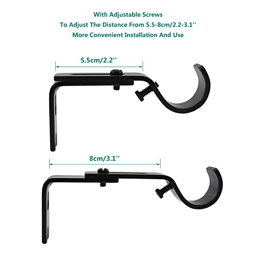 Heavy Duty Adjustable Curtain Rod Brackets - 3 Pack for 1-Inch Rods