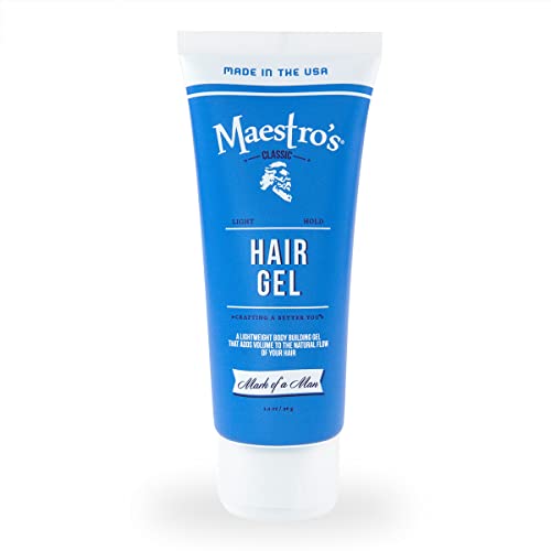 Maestro's Classic Hair Gel - Mark of a Man Blend, 3.4 oz | Medium Hold, Flake-Free Formula for All Hair Types
