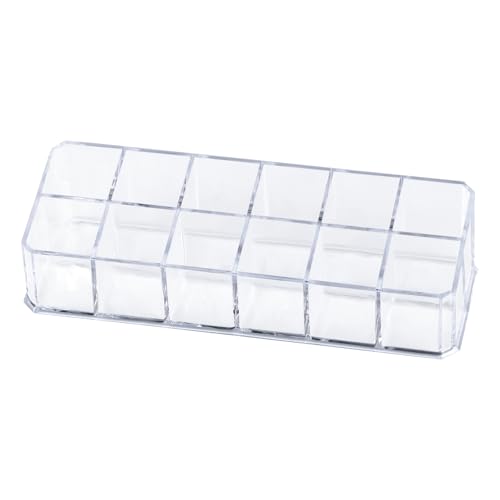 12-Slot Acrylic Lipstick Organizer Case - Clear Makeup Storage