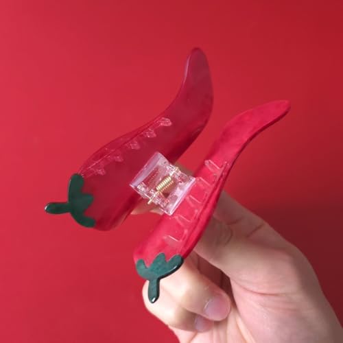 OMG Decor Red Pepper Hair Clips - Cellulose Acetate Small Claw Clips for Women, Pepper Variation